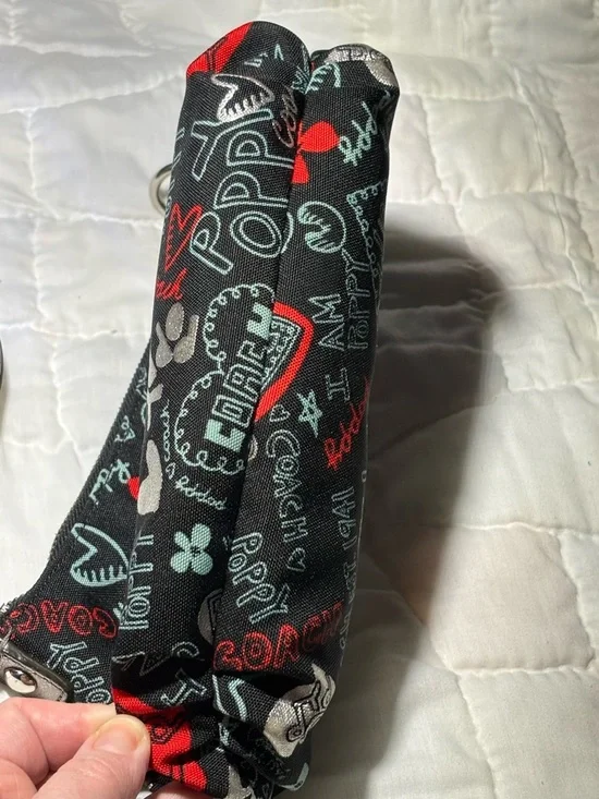 Coach Black Poppy Print Shoulder Bag or Wristlet with Metallic Trim - Picture 7 of 16